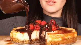 ASMR: New York-Style Vegan Cheesecake With Chocolate & Berry Sauce (Mostly No Talking)