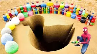 How to make Rainbow Duck with Cement, Balloons Orbeez, Big Coca Cola, Fanta, Mtn Dew vs Mentos