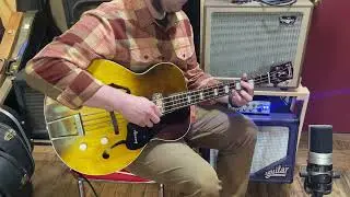 1964 Harmony H39 Hollywood hollowbody rubber-bridge bass conversion