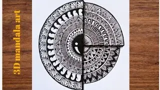 How to draw a step by step 3D mandala art || 3D optical illusion mandala drawing || zentangle