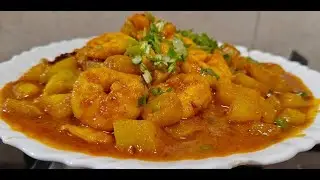 ওলকপি চিংড়ি মাছের ডালনা! Kohlrabi with Prawn Curry!