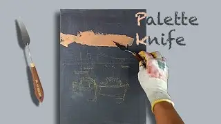 Boats in the harbor/acrylic painting with palette knife/in time lapse