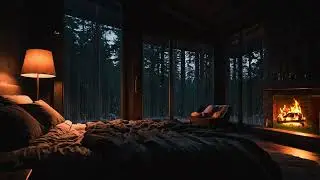 🔥 Soft Rains & Crackling Fireplace: Cozy Bedroom Space for Deep Sleep