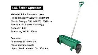 VERTAK 8.5L Hand Push Drop Broadcast Spreader for Grass Seed Fertilizer Salt and Ice Melt TG0001098