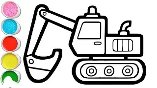 How To Draw Painting And Colouring Excavator | Easy Colouring, Drawing, Painting, Tips For Kids 
