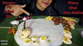 Asmr Eating Fhena Bhaat, Aloo Makha, Egg Boiled, Fish Fry, Begun Fry | Eating Show Indian Food's
