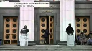 Ukraine parliament before and after riot police withdrawal