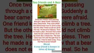 Two friends and A Bear Short Story | Improve English Reading #youtubeshorts #shorts