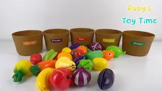 Sorting Fruits and Vegetables by Colour 🍎 Toy Fruit Salad