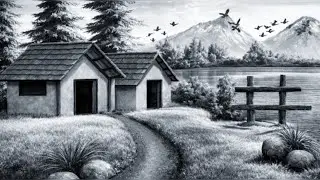 Prakratik drishya chitra banana sikhayen | how to draw house 🏠 house drawing video | scenery 