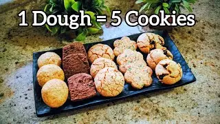 5-in-1 Cookie Recipe (One Dough, Five Flavors) | Egg Cookies Recipe | Easy Homemade Cookies 🍪