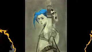 Jinx - Arcane League of Legends time lapse drawing