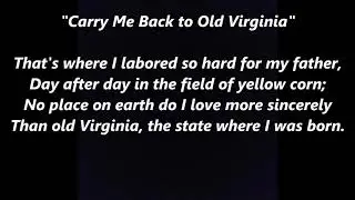 CARRY ME BACK TO OLD VIRGINIA VIRGINNY OFFICIAL STATE Song emeritus Lyrics Words text sing along