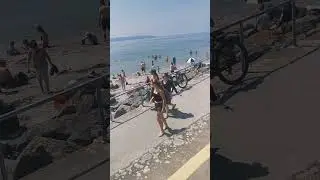 Brenda at Salthill beach, Galway on a very hot day, June 2025