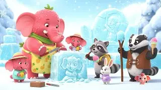 La Pandilla del Elefantito Fresa 🐘El desafío de esculturas de hielo en el claro helado