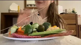 TIK TOK VIRAL TIFFANY PLATE 🥦🥗🥒🥕 ASMR mustard cottage cheese, crunchy eating sounds