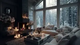 Calm Piano Music With Snow Falling And Fire Burning For Cozy Winter Nights