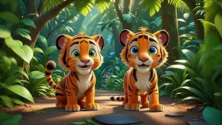 Two Tiny Tigers Tiptoe Slow | Quiet Movement Song for Kids | Jungle Rhyme | Preschool Learning Video