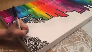 Rainbow City Skyline Made with Melted Crayons by Zenspire Designs