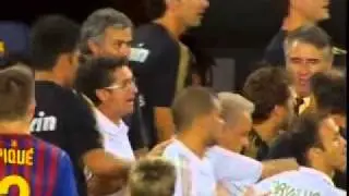 Jose Mourinho gouging the eye of Barcelona coach Tito Vilanova !