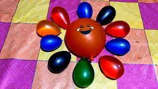 ASMR Beautiful Smile Balloon and Water Colorful of Mini Rainbow Balloons Pop Reverse Satisfying