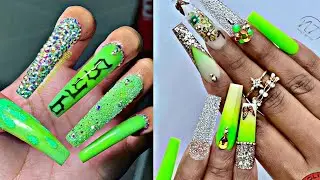 Green Nails Inspiration 🌴 Baddie Nail Compilation ✨