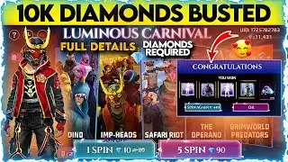 LUMINOUS CARNIVAL | FREE FIRE LUMINOUS CARNIVAL EVENT | I SPEND 10K DIAMONDS ON LUMINOUS CARNIVAL