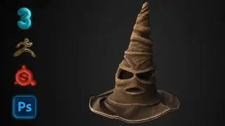 Witch Hat Modeling and Texturing | 3ds Max | Zbrush | Substance Painter | Photoshop Tutorial