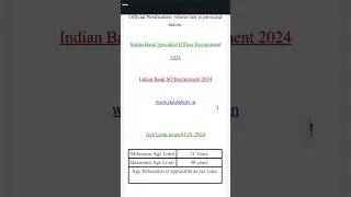 Indian Bank SO Recruitment 2024 #freejobalert #govtjob2024 #govtjobnotification #freejobupdate