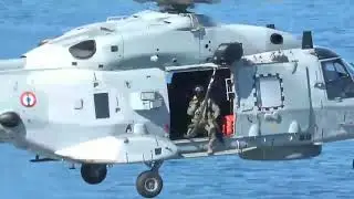 French Navy NH90 NFH Ca&iuml;man training with commandos