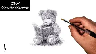 Teddy Bear Scribble Art Drawing with a Biro Pen