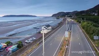Time lapse of traffic at dusk on the North Wales coast at Penmaenmawr