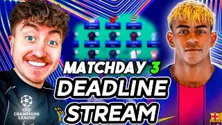 WILDCARD ACTIVE | UCL FANTASY MATCHDAY 3 DEADLINE STREAM | Champions League Fantasy 25/26