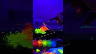 Painting with Light ✨. Adding fluorescent paint on an older painting of mine 🎨 #art #painting