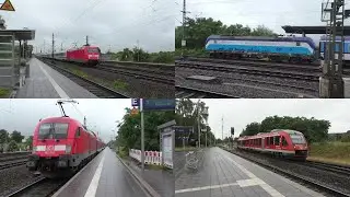 Bahnverkehr in Büchen mit Eurocity, Br 182 + Tonleiter, ICE 1,4 & T, Br 101 + Intercity und Br 187