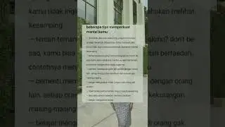TIPS MEMPERKUAT MENTAL KAMU