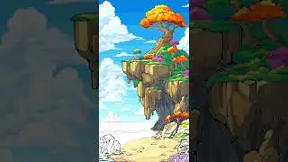 Floating Island in the Sky🌳🌫️ #fantasy island #animated world #beautiful #nature #fantasy #vacation