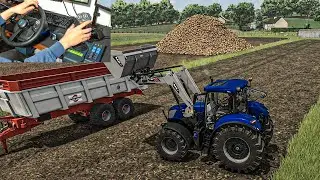 Реалистичная загрузка сахарной свеклы с помощью New Holland T7.220 w/ Hori Farming Control System