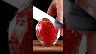 🎧✨ Crystal Strawberry Glass Fruit Cutting ASMR  | 4K Macro #glasscutting #4k  #strawberry