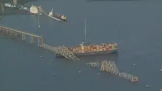 Emergency crews search Patapsco River after cargo ship hits bridge