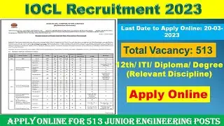 IOCL Recruitment 2023!! 10th Diploma Pass !! Junior Engineer Post!!