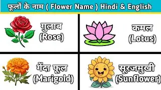 फूलों के नाम (Flower Name) Hindi And English | Flower Name For Kids | Kids Learning Video |