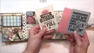 Stitched with Love Vintage Sewing Themed Folio with Authentique Stitches Collection Kit