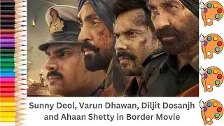 🎬 How to draw and sketch Sunny Deol, Varun Dhawan, Diljit Dosanjh and Ahan Shetty in Border 2 Movie
