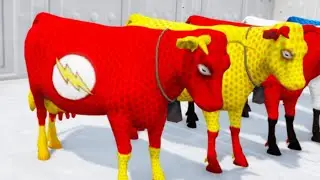 Long Slide Game With Cow Elephant Gorilla Hippopotamus Tiger - 3d Animal Game - Funny 3d Animals