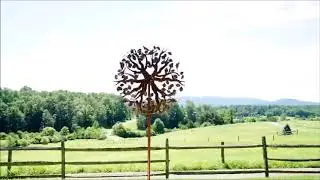 Outdoor Tree of Life Metal Garden Wind Spinner Kinetic Sculpture - 24 Dia. x 10.25 D x 75 H - Antiq