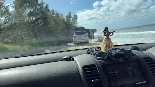 Driving up Fraser Island at High Tide