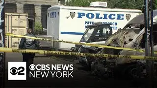 NYPD vehicles set on fire in Brooklyn parking lot