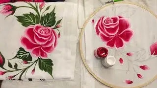 Bedsheet Painting with pillow cover 🎨🖌️🌹 Part 1