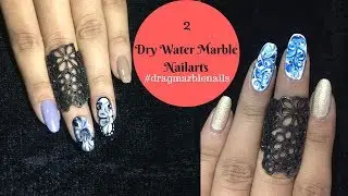 2 Dry watermarble nailarts for beginners